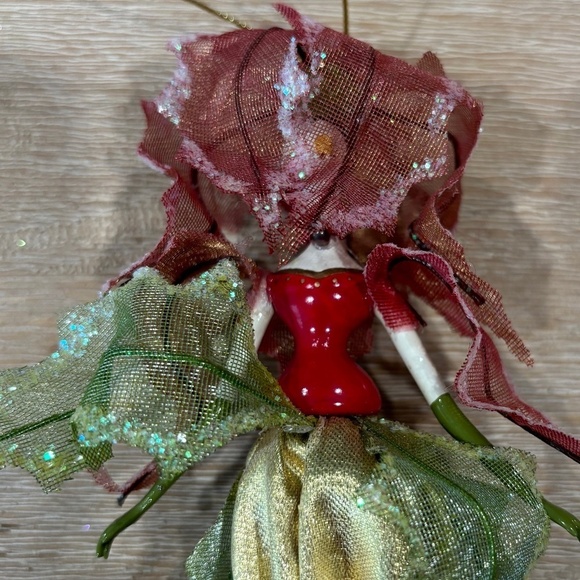 Vintage Russ Berrie Belles de Noel Ms Priscilla Poinsettia Christmas Ornament - Picture 2 of 5